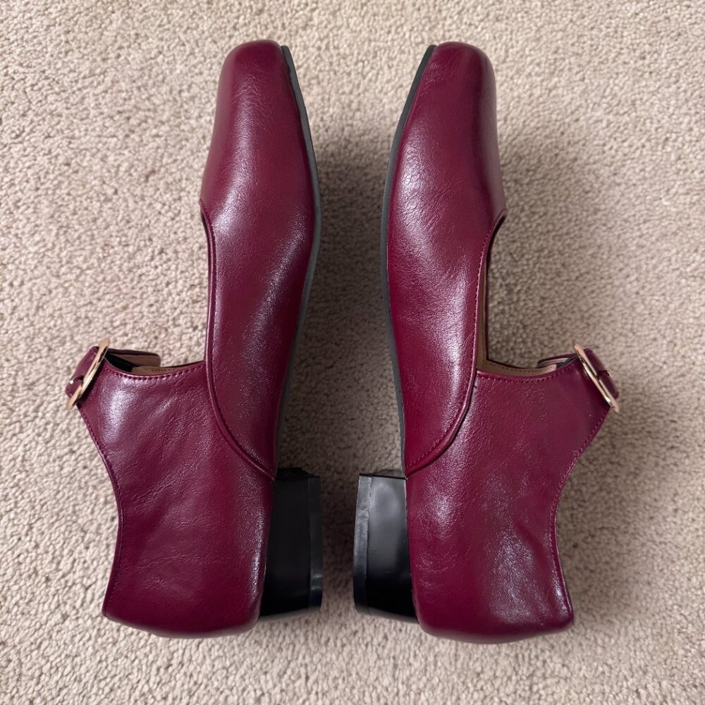 Classic Mary Jane Flats in Deep Wine Red - Picture 3 of 5